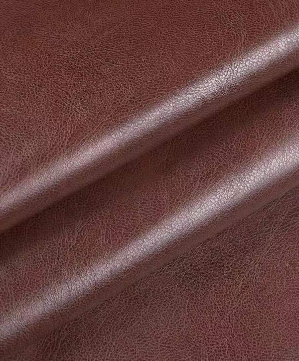 Brown Abrasion-resistant pu textured synthetic fabric polyurethane sofa leather fabric